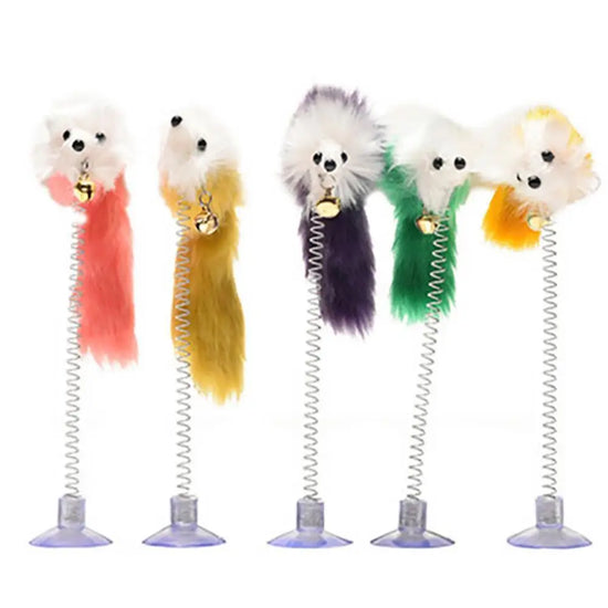 Suction Feather Teaser Toy with Bell and Mouse for Cats