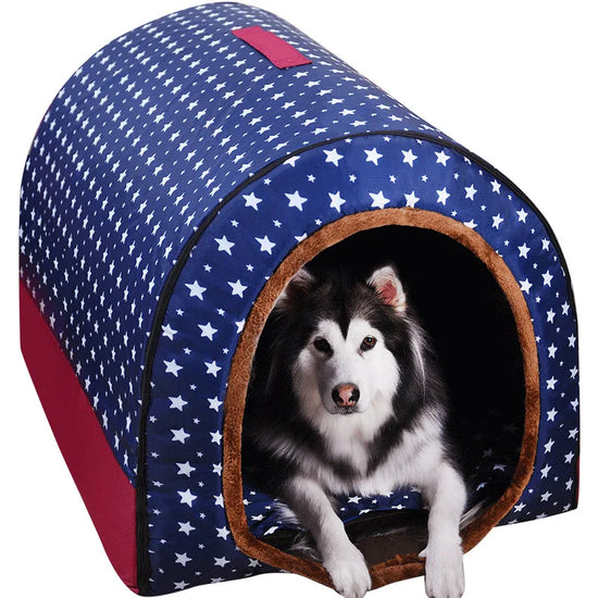 Warm Star Print Foldable Dog House and Kennel Mat