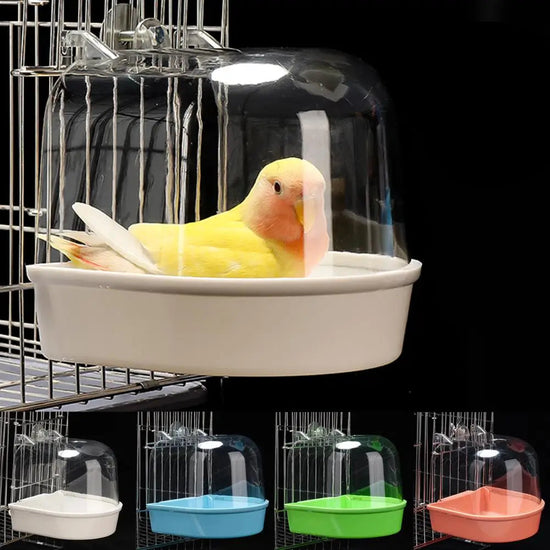 Hanging Bird Bath - Waterproof External Cage Bath for Parrots and Mynas