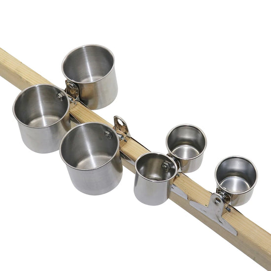 Stainless Steel Bird Feeder Cup - Clip-On Single or Double Feeding Bowl