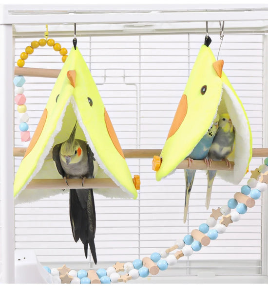 Soft Plush Parrot Nest Hut - Hanging Bed Cave for Bird Cages
