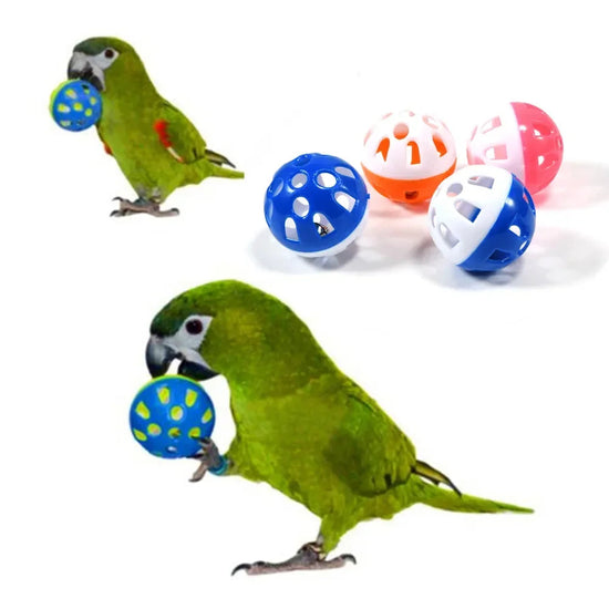 10-Piece Parrot Bell Ball Toy Set - Colorful Hollow Rolling Cage Toys