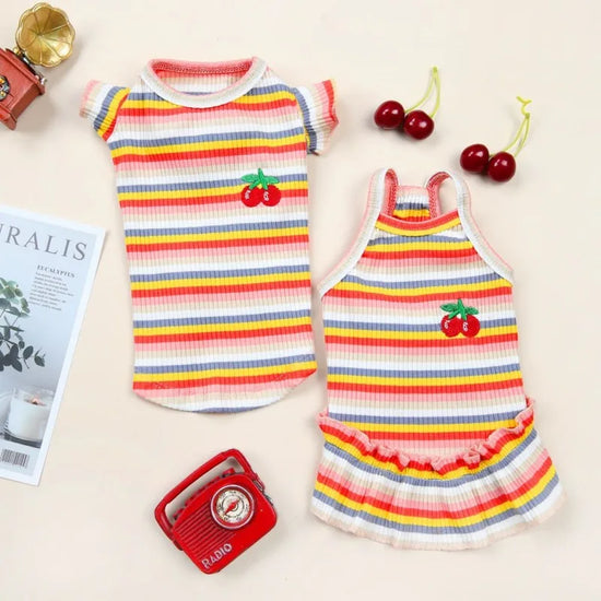 Ruffle Striped Pet Skirt Vest for Bulldogs, Puppies and Cats