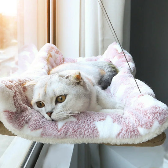 Cozy Winter Cat Window Hammock Bed - Washable Detachable Rest Shelf